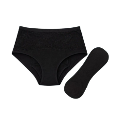 Culotte d’incontinence lavable et absorbante femme LINDA Wohla noire