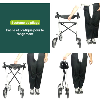 Système de pliage du déambulateur 4 roues léger et pliable avec siège Neo Easy