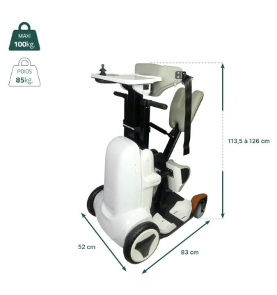Dimensions du fauteuil verticalisateur électrique Robooter XZ-Droid Smart