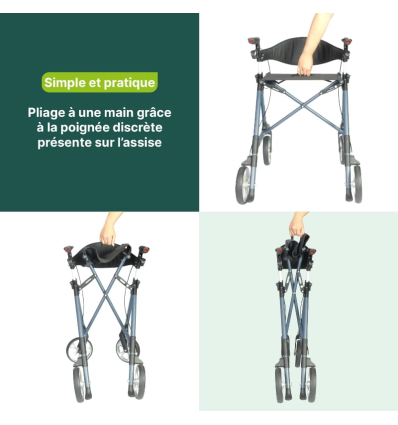 Déambulateur extérieur 4 roues léger et pliable Magnus