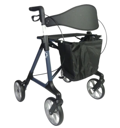 Déambulateur extérieur 4 roues léger et pliable Magnus gris-bleu