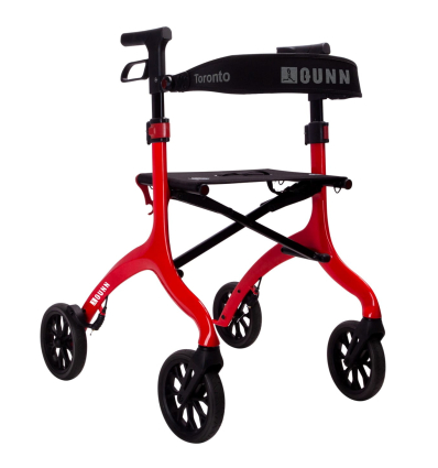 Déambulateur 4 roues compact en carbone Toronto Qunn rouge