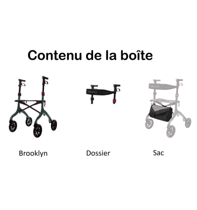 Déambulateur 4 roues compact en carbone Toronto Qunn avec dossier et sac