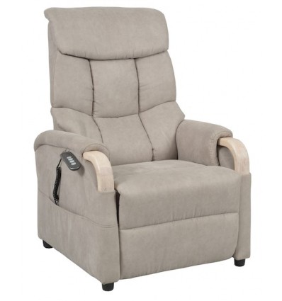 Fauteuil releveur 1 moteur Gênes coloris gris clair, bois nature