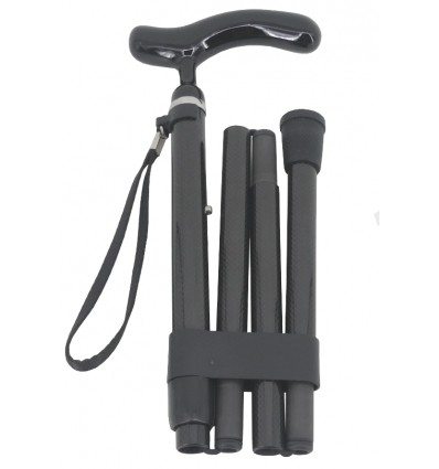 Canne de marche pliante carbone noir