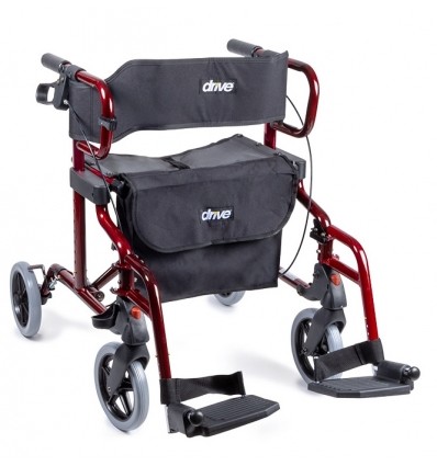 Déambulateur fauteuil roulant 2 en 1 Diamond Deluxe Drive Devilbiss rouge et noir